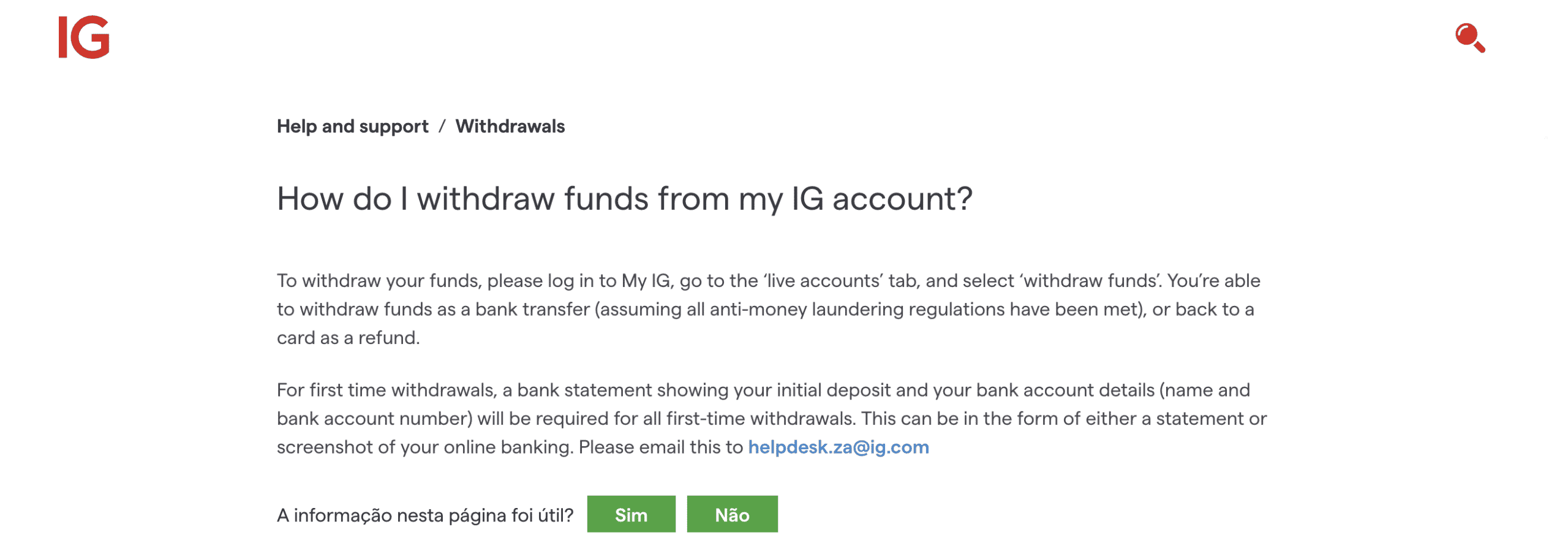 IG Fund Withdrawal Process