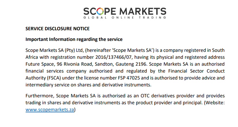 Scope Markets FSCA