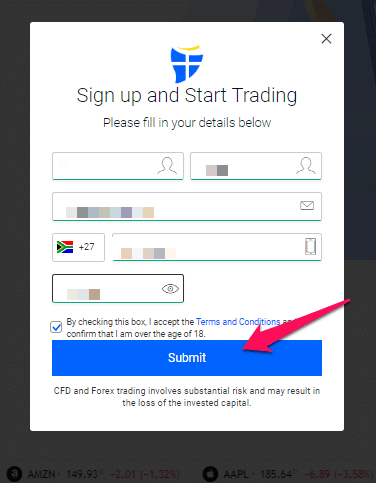 How to open a CMTRADING Account step 1