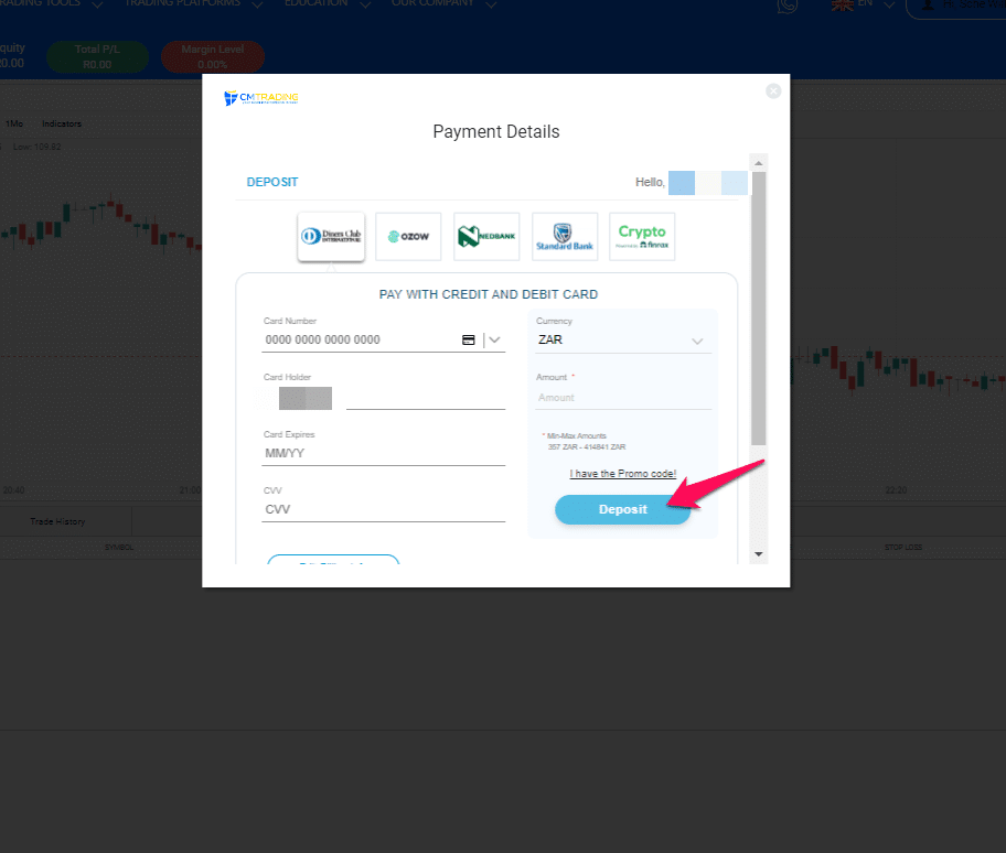 How to open a CMTRADING Account step 3