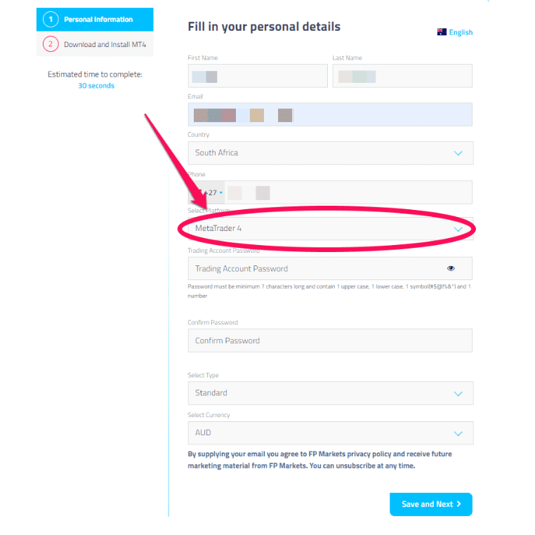 How to set up a Demo Account step 3