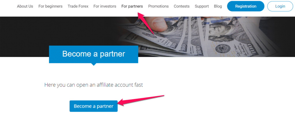 How to open an Affiliate Account  step 1