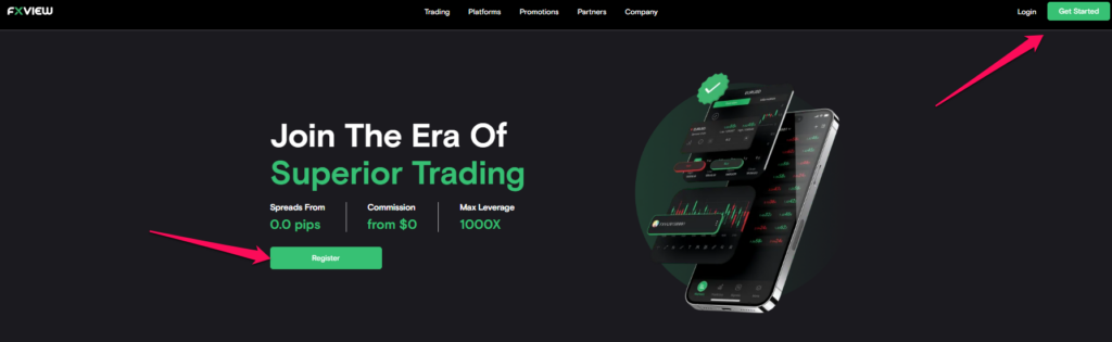 How to open an FXView Account step 1